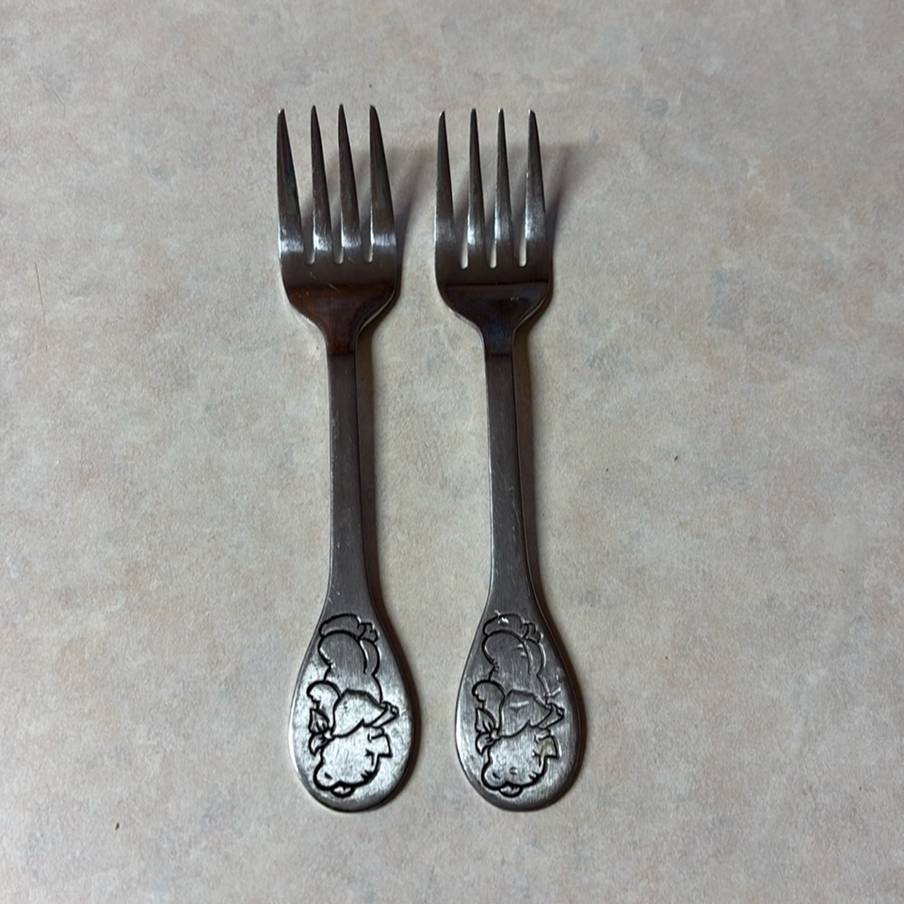 Two Tommy Tipper toddler forks